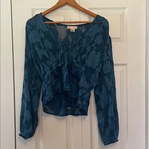 Elegant Teal Floral Blouse by The Limited